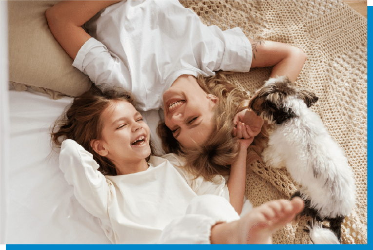 a person lying on a bed