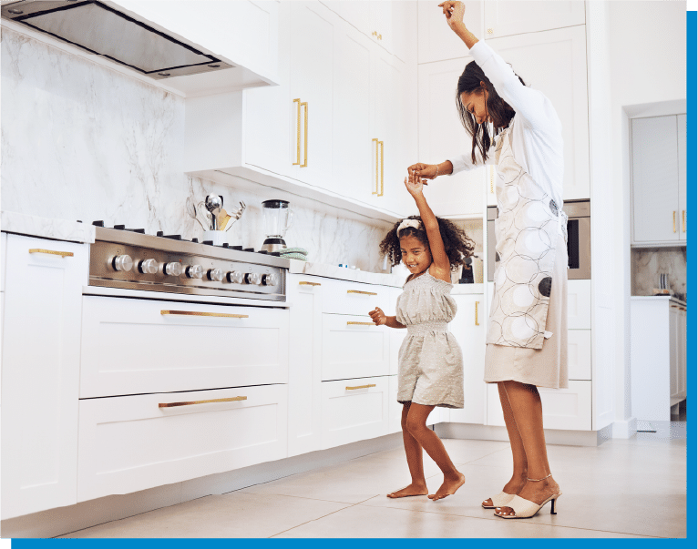 a person standing in a kitchen